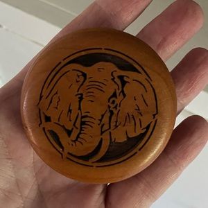antique Vintage Lasercraft music box elephant wood
